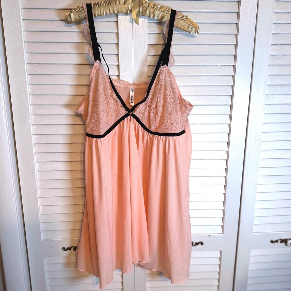 Torrid Curve Babydoll Lace Trim 3 Peach Pink Womens‎ Plus Size Lingerie Chemise